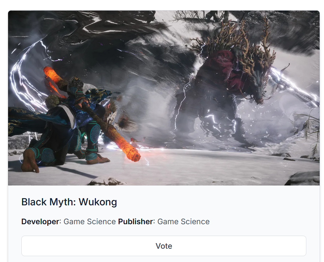 2024金摇杆奖投票已开启，《黑神话悟空》获「最佳视觉设计」提名