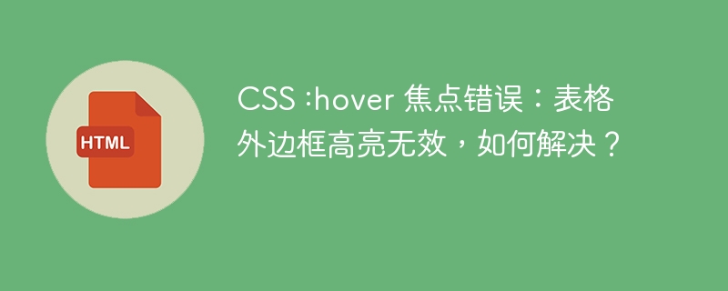 CSS :hover 焦点错误：表格外边框高亮无效，如何解决？