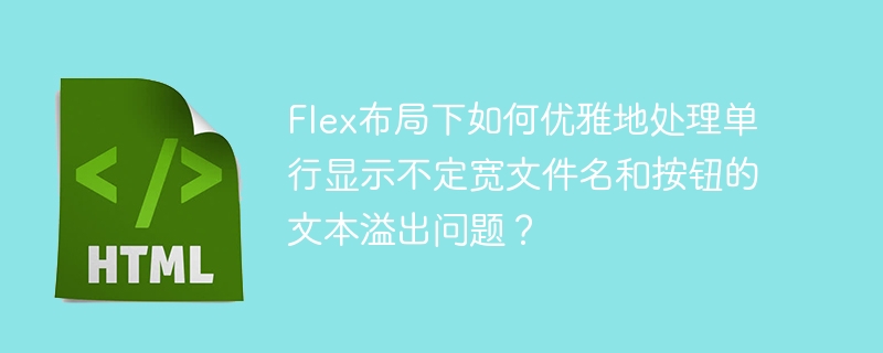 Flex布局下如何优雅地处理单行显示不定宽文件名和按钮的文本溢出问题？