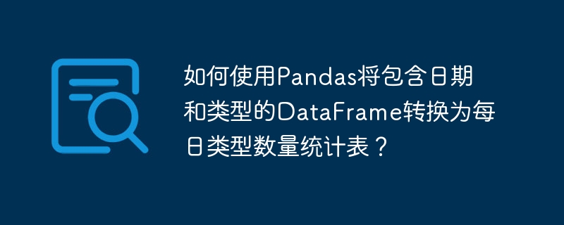 如何使用pandas将包含日期和类型的dataframe转换为每日类型数量统计表？