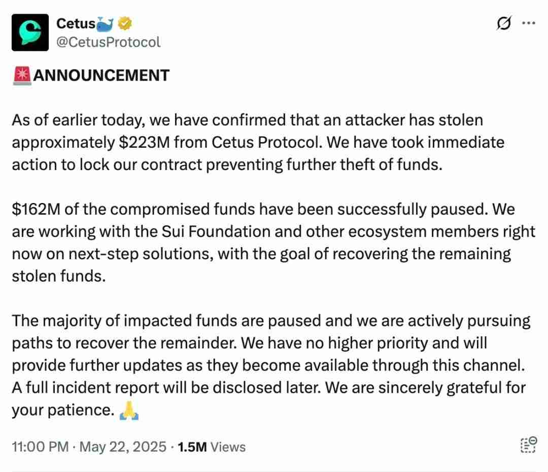 Cetus被盗2.3亿美元，解析攻击手法及资金转移情况 - 创想鸟