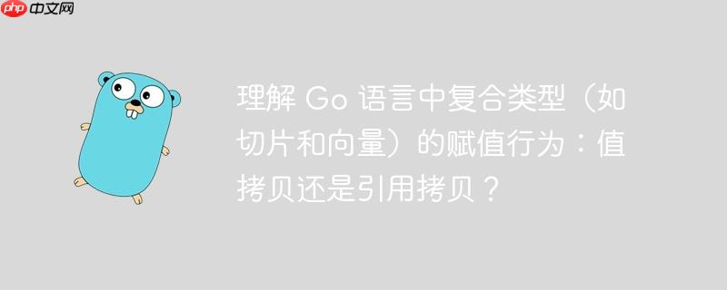 理解 Go 语言中复合类型（如切片和向量）的赋值行为：值拷贝还是引用拷贝？