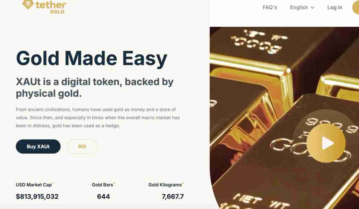 除USDT,Tether旗下XAUT代币有80吨黄金作为支撑