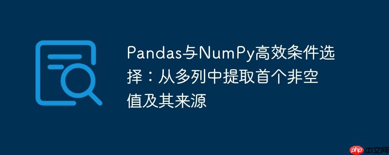 pandas与numpy高效条件选择：从多列中提取首个非空值及其来源