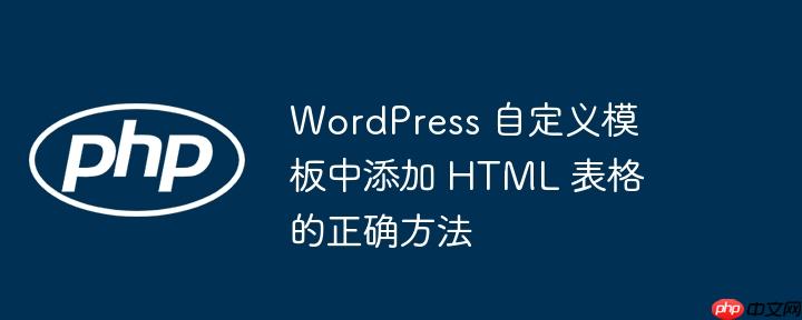 wordpress 自定义模板中添加 html 表格的正确方法