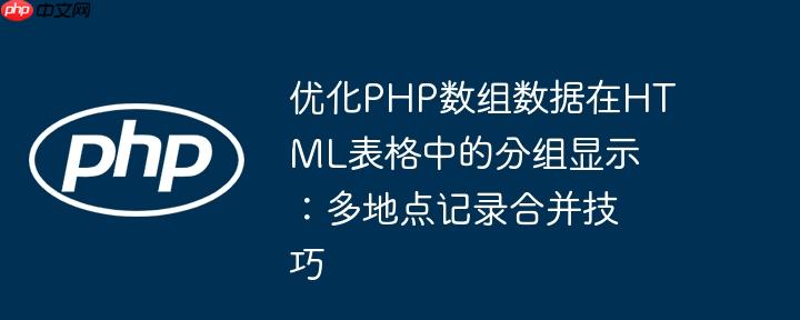 优化PHP数组数据在HTML表格中的分组显示：多地点记录合并技巧