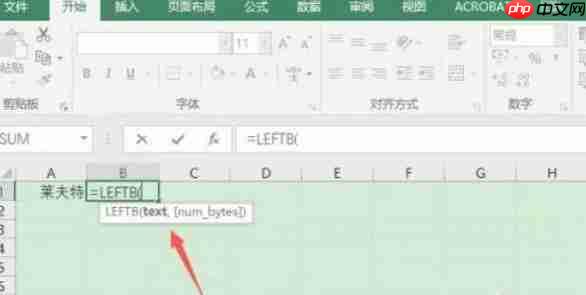 Microsoft Excel 2016怎么使用LEFTB函数-Microsoft Excel 2016使用LEFTB函数的方法