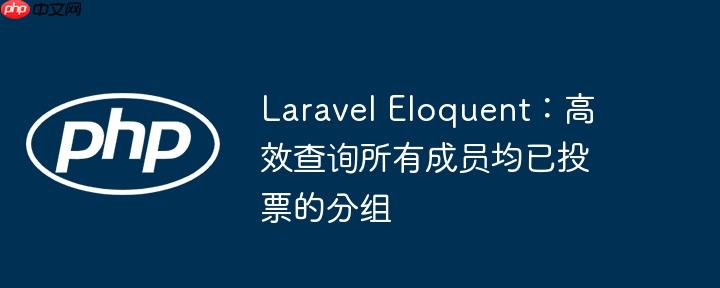 Laravel Eloquent：高效查询所有成员均已投票的分组