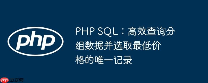 PHP SQL：高效查询分组数据并选取最低价格的唯一记录