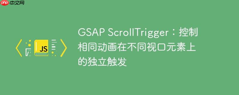 GSAP ScrollTrigger：控制相同动画在不同视口元素上的独立触发