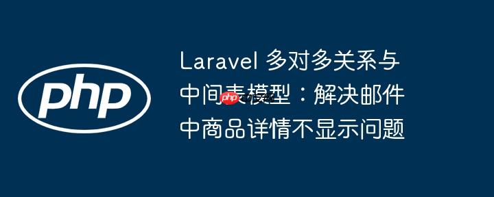 Laravel 多对多关系与中间表模型：解决邮件中商品详情不显示问题
