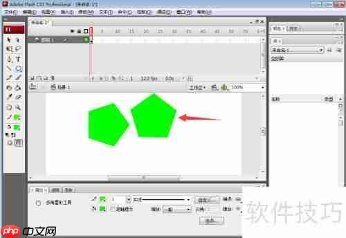 Flash CS5绘制绿色五边形