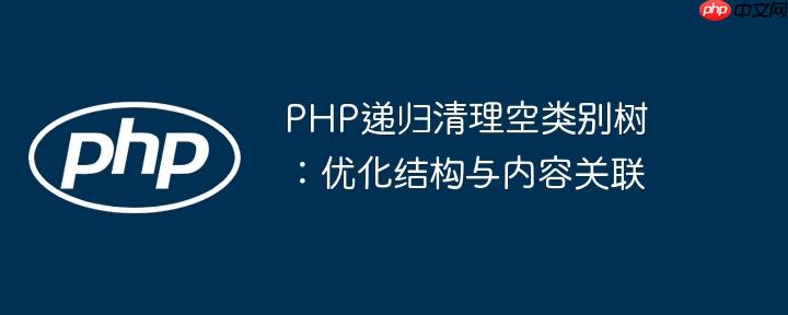 PHP递归清理空类别树：优化结构与内容关联