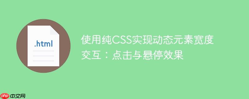 使用纯CSS实现动态元素宽度交互：点击与悬停效果