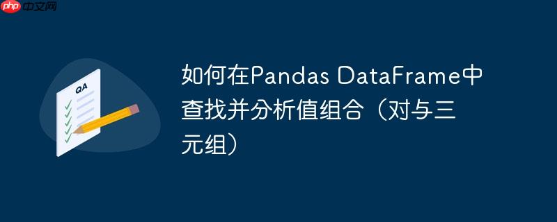 如何在pandas dataframe中查找并分析值组合（对与三元组）