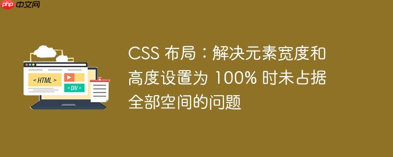 CSS 布局：解决元素宽度和高度设置为 100% 时未占据全部空间的问题