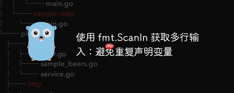 使用 fmt.Scanln 获取多行输入：避免重复声明变量
