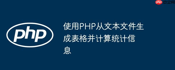 使用php从文本文件生成表格并计算统计信息