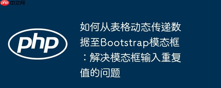 如何从表格动态传递数据至Bootstrap模态框：解决模态框输入重复值的问题