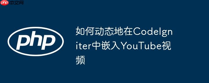 如何动态地在codeigniter中嵌入youtube视频