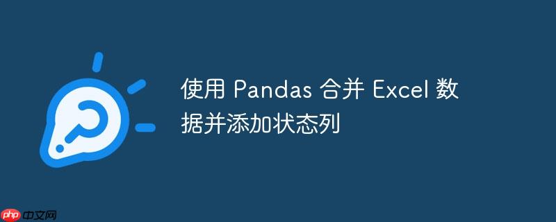 使用 pandas 合并 excel 数据并添加状态列
