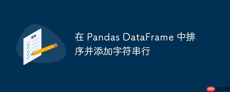 在 pandas dataframe 中排序并添加字符串行