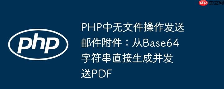 PHP中无文件操作发送邮件附件：从Base64字符串直接生成并发送PDF