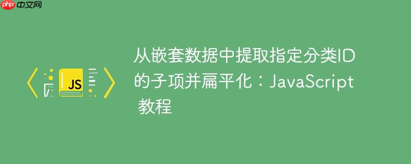 从嵌套数据中提取指定分类ID的子项并扁平化：JavaScript 教程