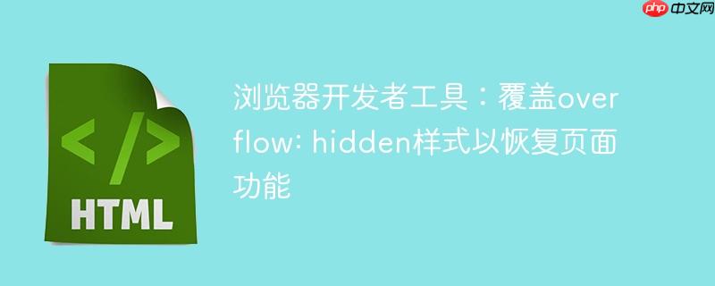 浏览器开发者工具：覆盖overflow: hidden样式以恢复页面功能