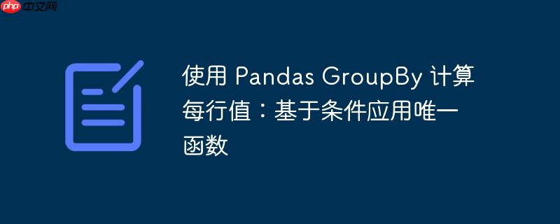 使用 pandas groupby 计算每行值：基于条件应用唯一函数