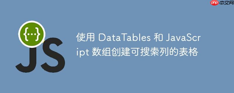 使用 DataTables 和 JavaScript 数组创建可搜索列的表格