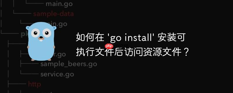如何在 ‘go install’ 安装可执行文件后访问资源文件？