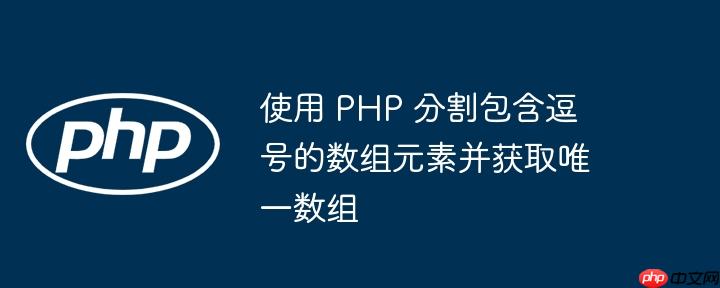 使用 PHP 分割包含逗号的数组元素并获取唯一数组