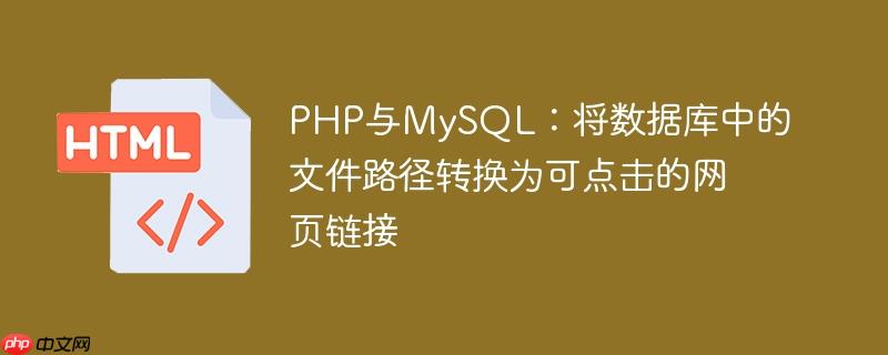 PHP与MySQL：将数据库中的文件路径转换为可点击的网页链接