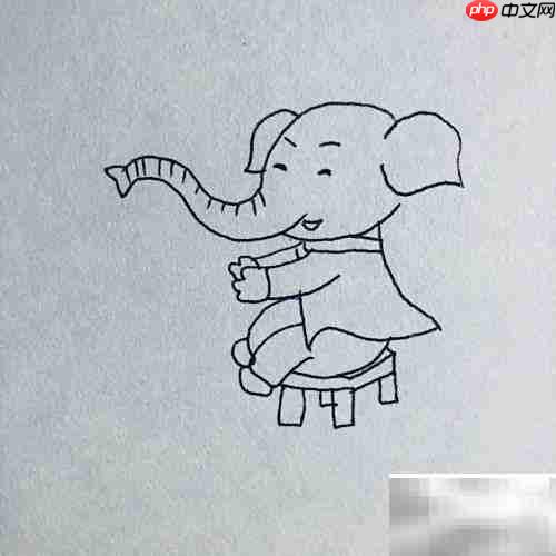 小象弹钢琴简笔画教程