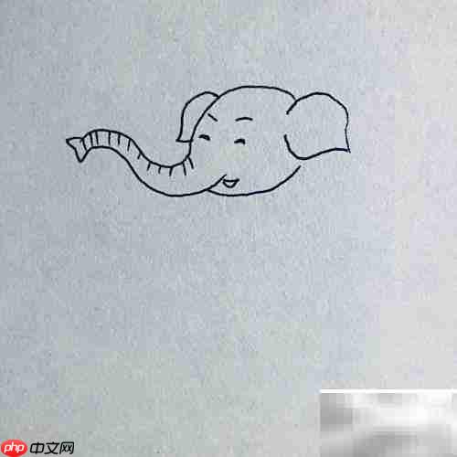 小象弹钢琴简笔画教程