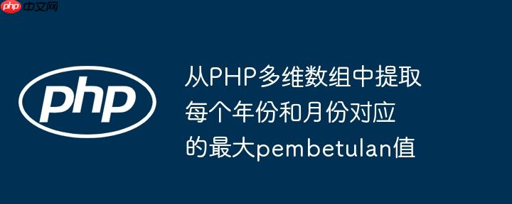 从PHP多维数组中提取每个年份和月份对应的最大pembetulan值