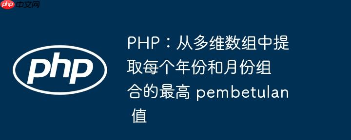 php：从多维数组中提取每个年份和月份组合的最高 pembetulan 值