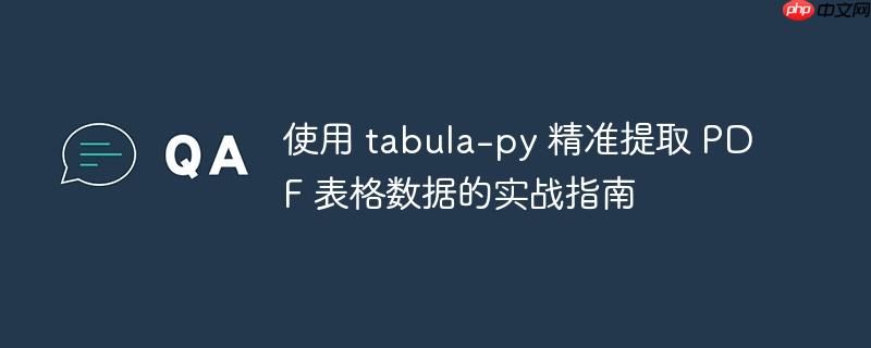 使用 tabula-py 精准提取 PDF 表格数据的实战指南