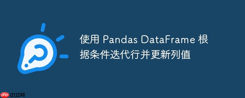 使用 pandas dataframe 根据条件迭代行并更新列值
