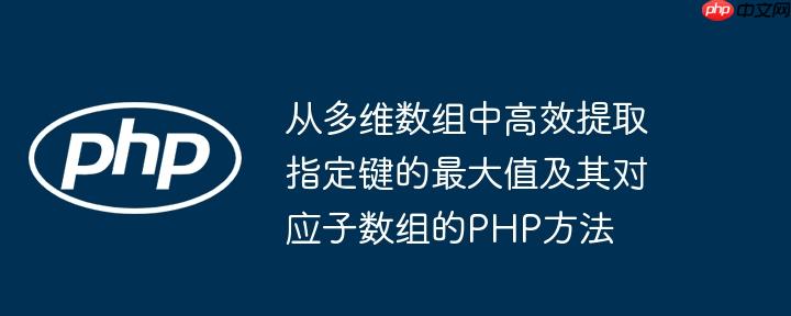 从多维数组中高效提取指定键的最大值及其对应子数组的PHP方法