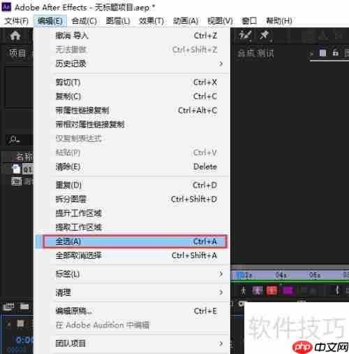 After Effects全选设置方法