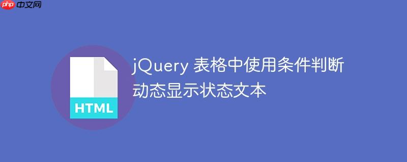 jQuery 表格中使用条件判断动态显示状态文本