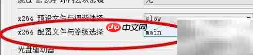 VLC中x264选用main配置