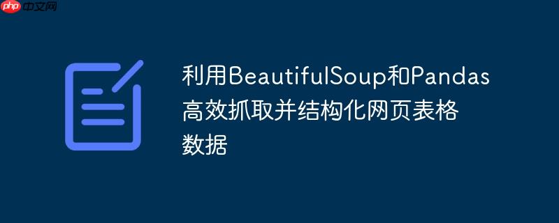 利用BeautifulSoup和Pandas高效抓取并结构化网页表格数据