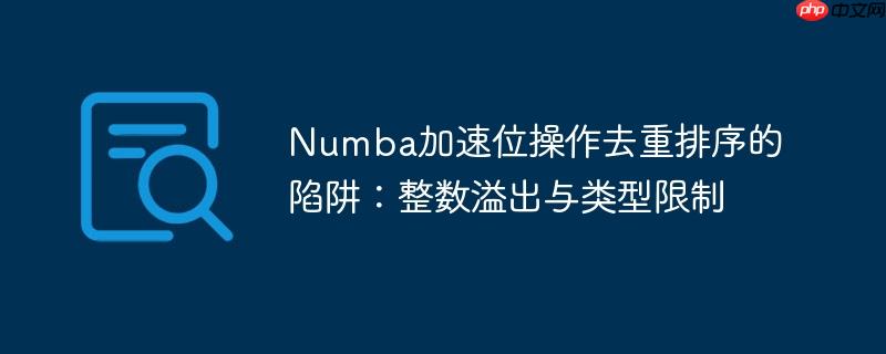 Numba加速位操作去重排序的陷阱：整数溢出与类型限制