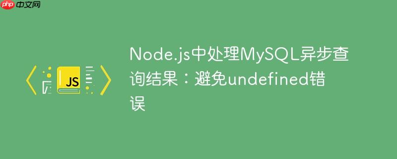Node.js中处理MySQL异步查询结果：避免undefined错误