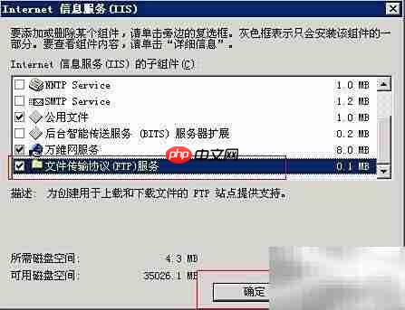 Windows Server 2003 FTP安装指南