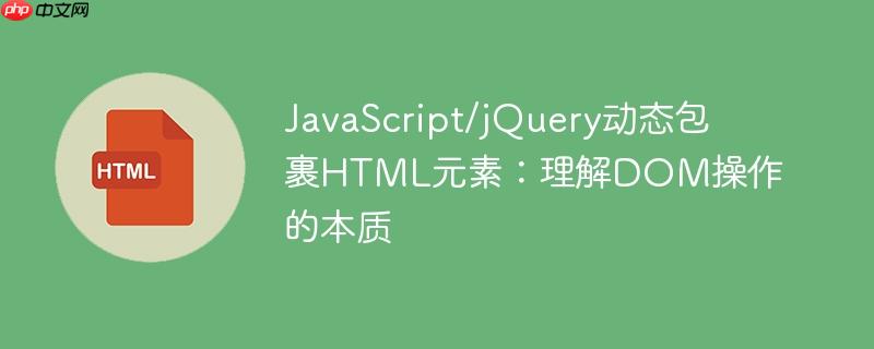 JavaScript/jQuery动态包裹HTML元素：理解DOM操作的本质