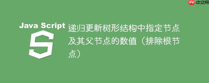 递归更新树形结构中指定节点及其父节点的数值（排除根节点）